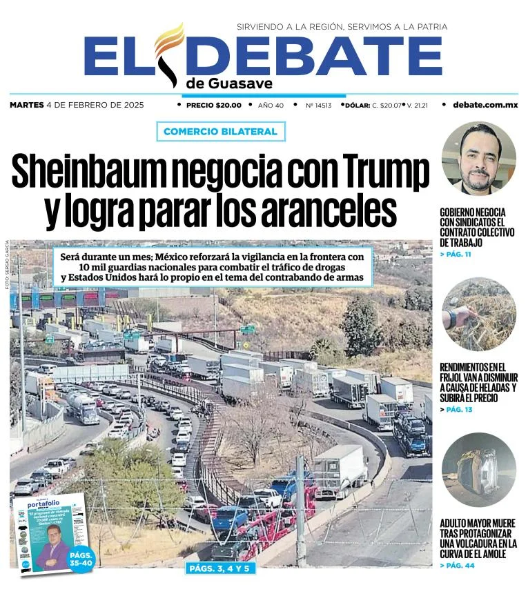 Portada de El Debate de Guasave del martes, 4 de febrero de 2025