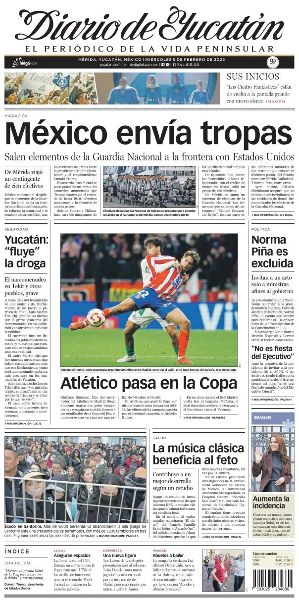 Portada de Diario de Yucatán del miércoles, 5 de febrero de 2025