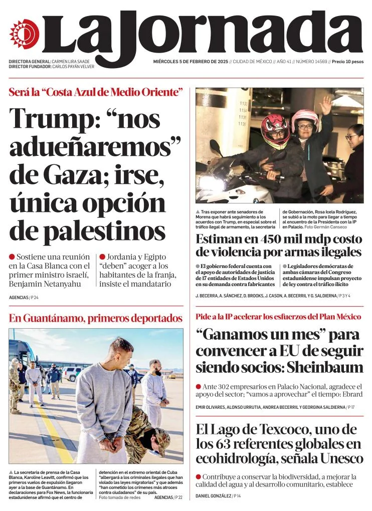 Portada de La Jornada del miércoles, 5 de febrero de 2025