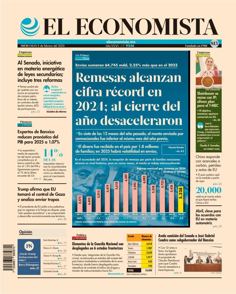 Portada de El Economista del miércoles, 5 de febrero de 2025