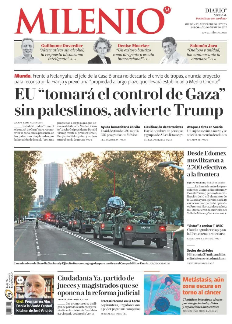 Portada de Milenio del miércoles, 5 de febrero de 2025