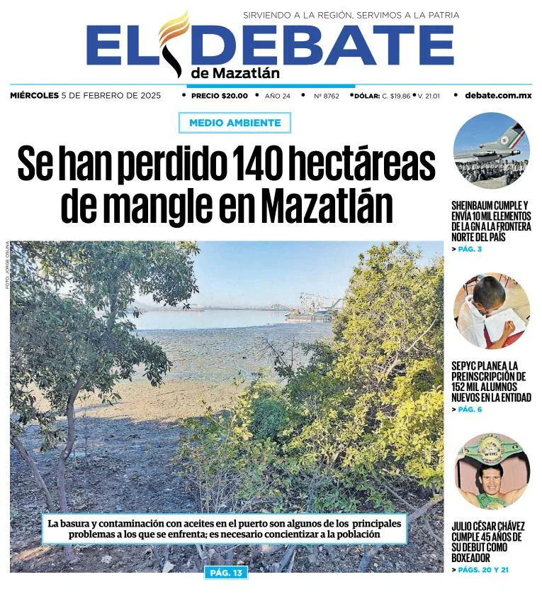 Portada de El Debate de Mazatlán del miércoles, 5 de febrero de 2025