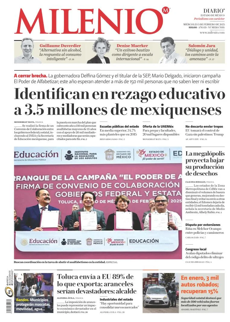 Portada de Milenio Edo de México del miércoles, 5 de febrero de 2025