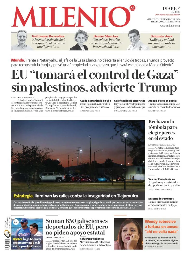 Portada de Milenio Jalisco del miércoles, 5 de febrero de 2025
