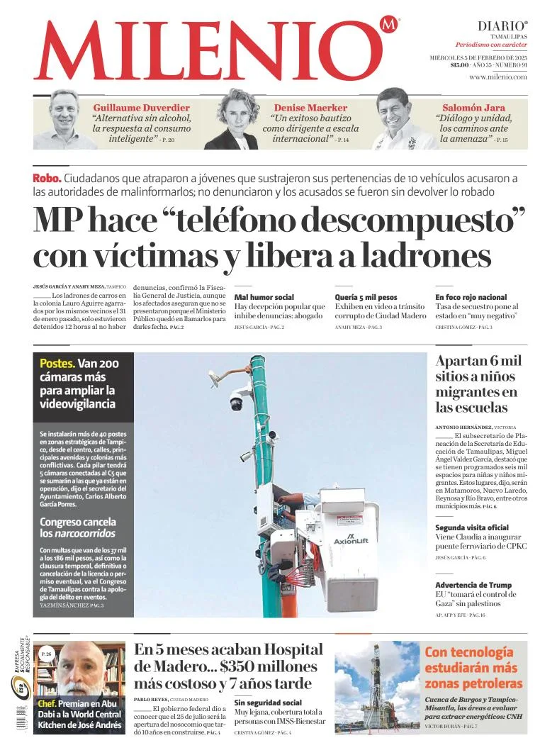 Portada de Milenio Tamaulipas del miércoles, 5 de febrero de 2025