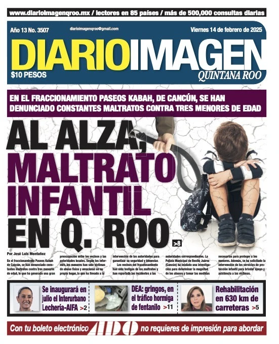 Portada de Diario Imagen Quintana Roo del viernes, 14 de febrero de 2025