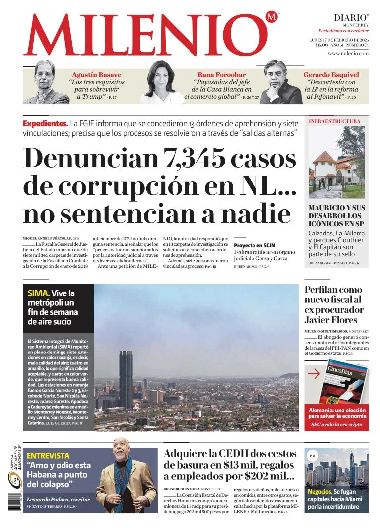 Portada de Milenio Monterrey