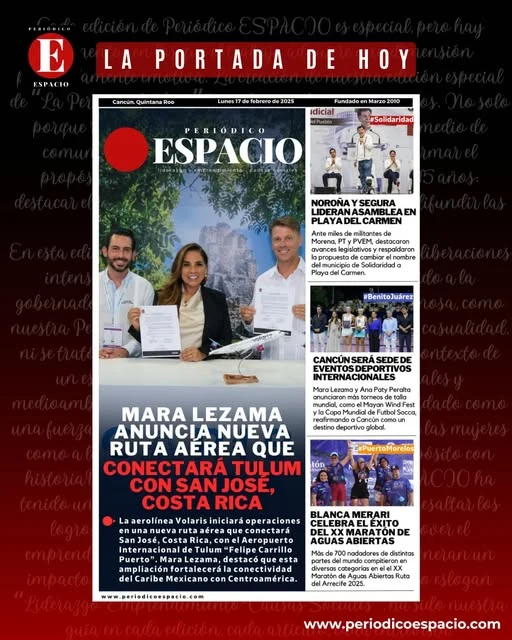 Portada de Periodico Espacio (contraportada) del 2025-02-17