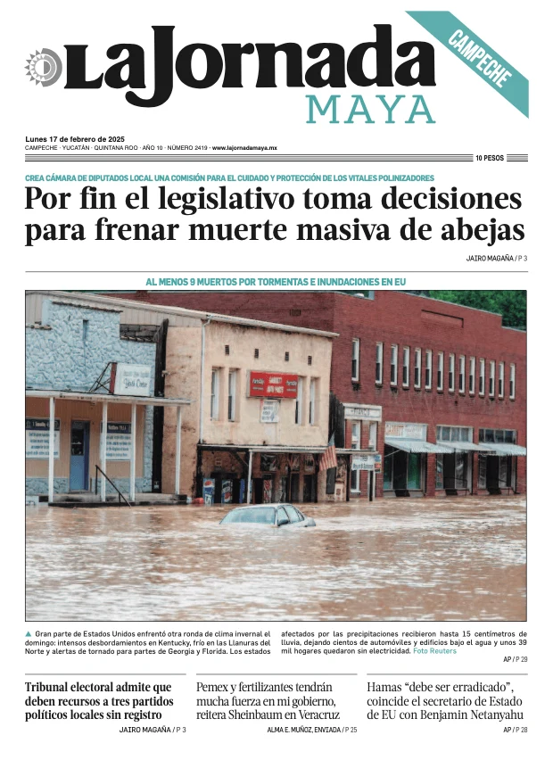 Portada de La Jornada Maya Campeche del lunes, 17 de febrero de 2025