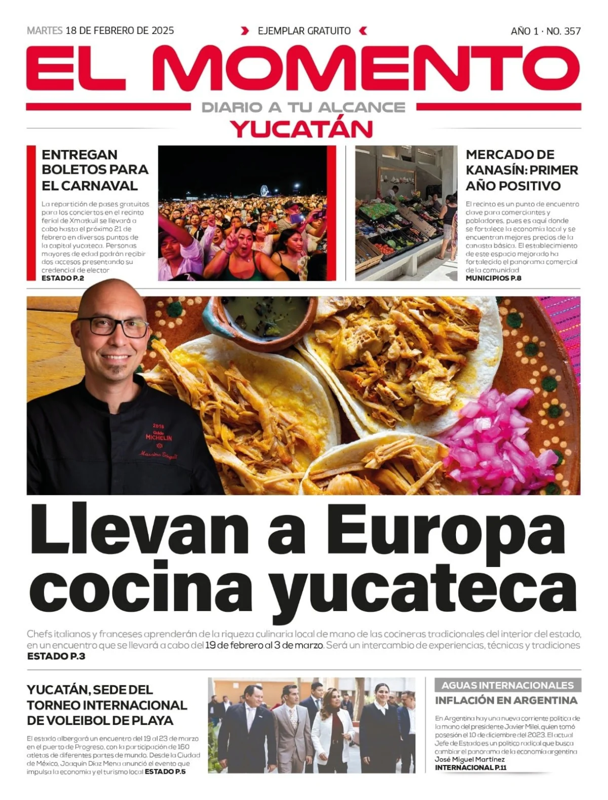 Portada de El Momento Yucatan del martes, 18 de febrero de 2025