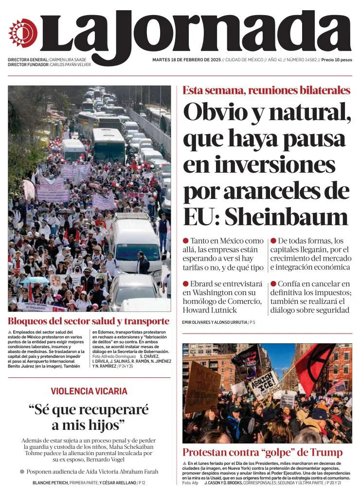 Portada de La Jornada del martes, 18 de febrero de 2025