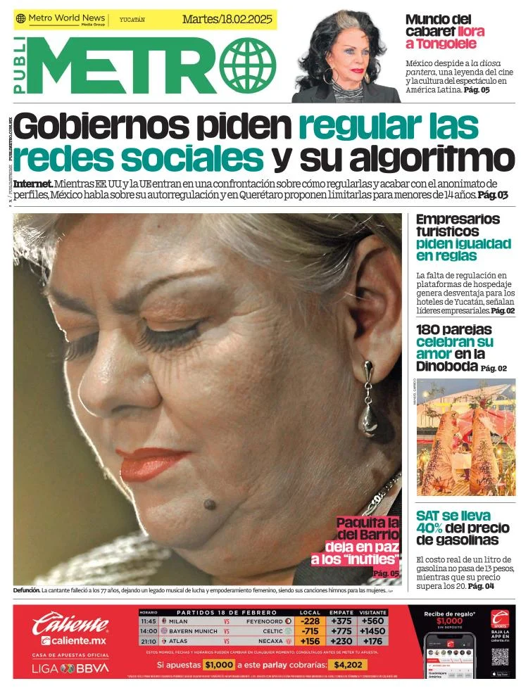 Portada de Publimetro Mérida del martes, 18 de febrero de 2025