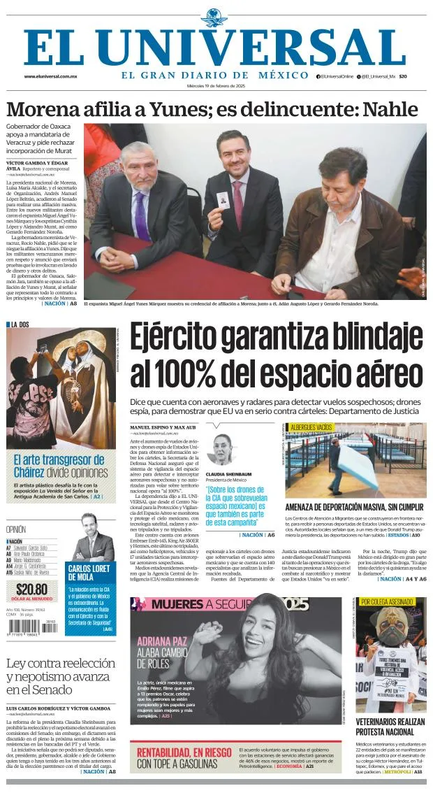 Portada de El Universal