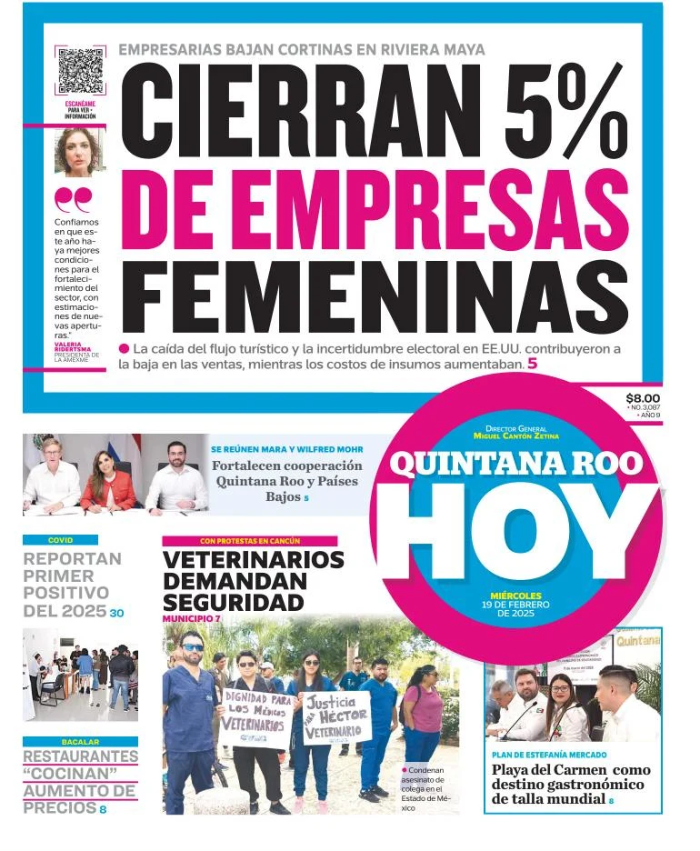 Portada de Quintana Roo Hoy del miércoles, 19 de febrero de 2025