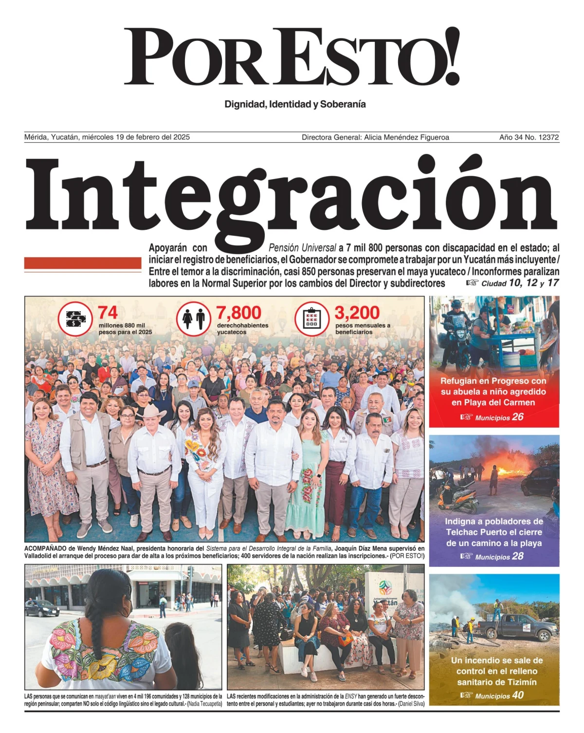 Portada de Por Esto (merida, Yucatan) del miércoles, 19 de febrero de 2025