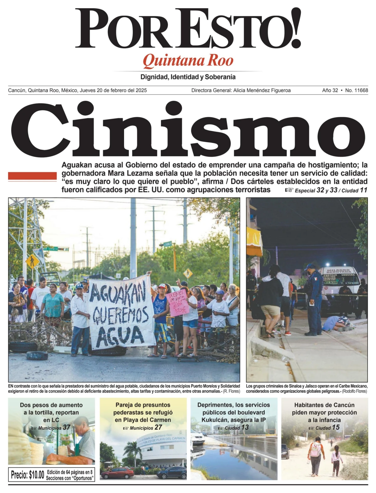 Portada de Por Esto (quintana Roo Cancun) del jueves, 20 de febrero de 2025