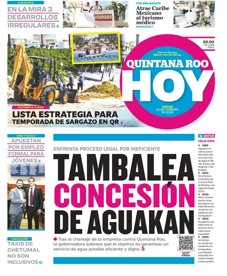 Portada de Quintana Roo Hoy del jueves, 20 de febrero de 2025