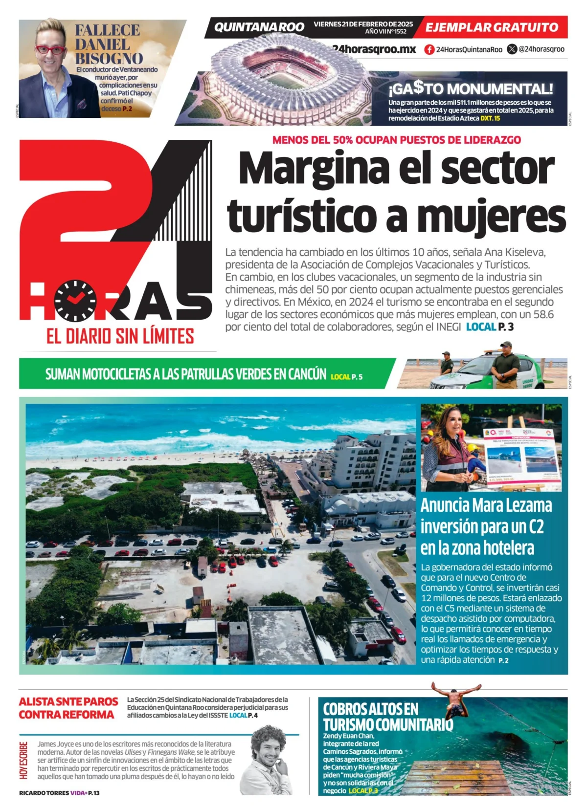 Portada de 24 Horas Quintana Roo