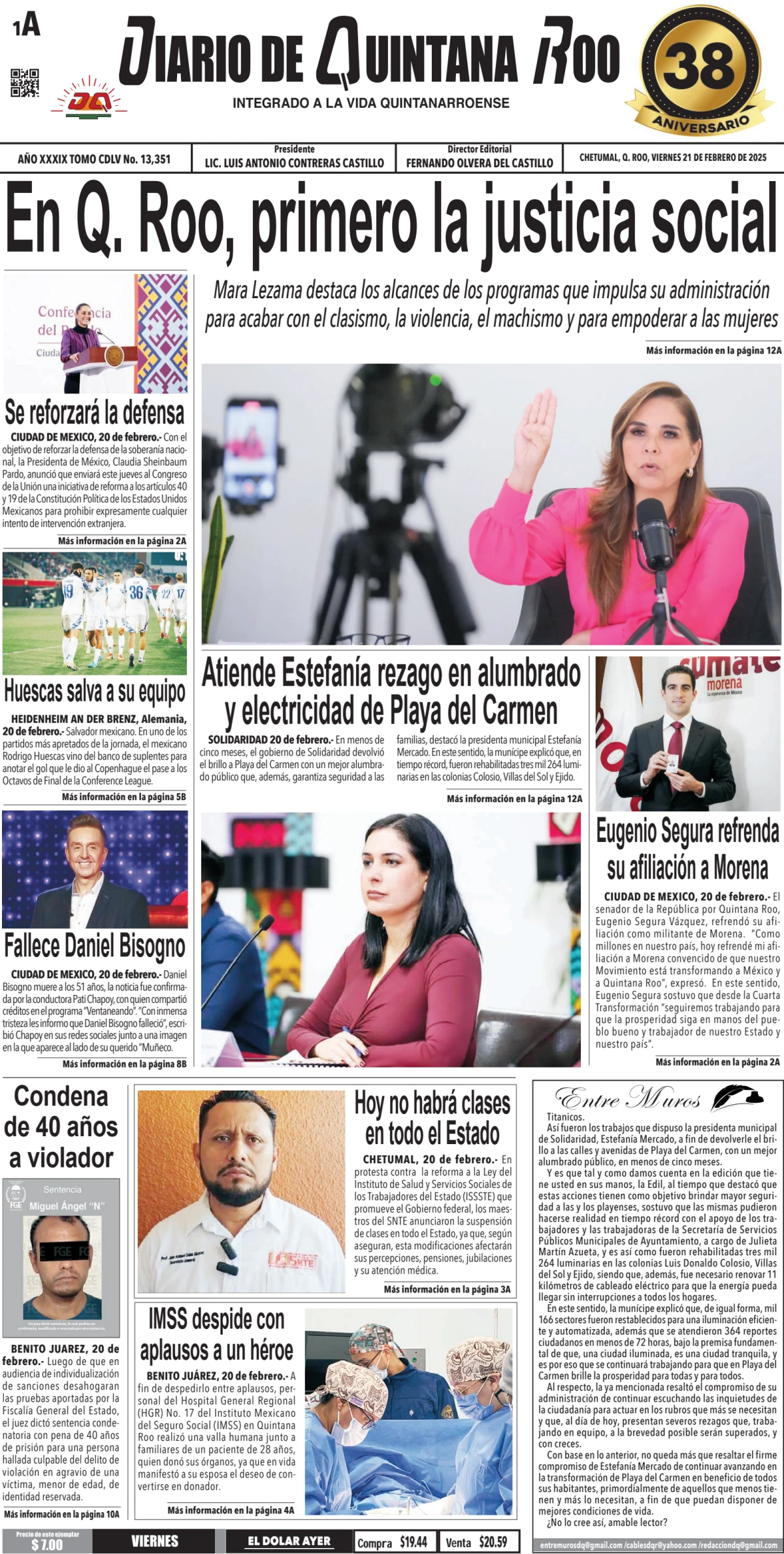 Portada de Diario de Quintana Roo (portada)
