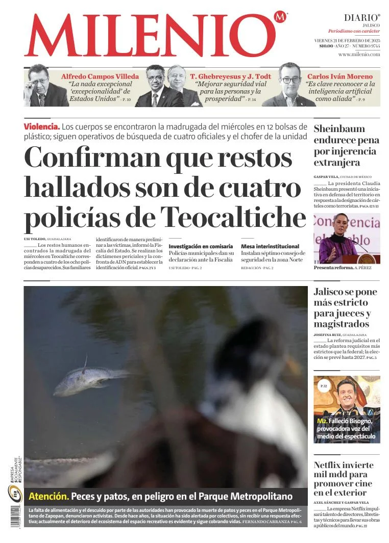Portada de Milenio Jalisco del viernes, 21 de febrero de 2025