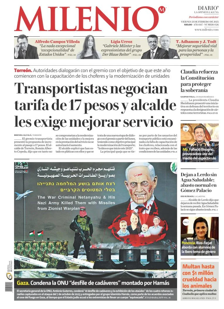 Portada de Milenio Laguna del viernes, 21 de febrero de 2025