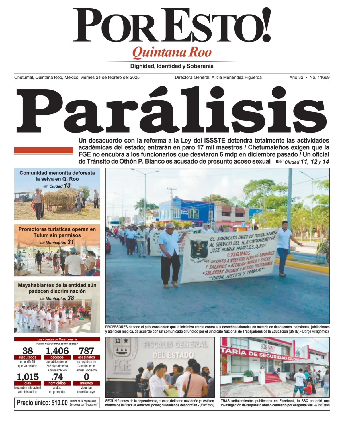 Portada de Por Esto (quintana Roo Chetumal) del viernes, 21 de febrero de 2025