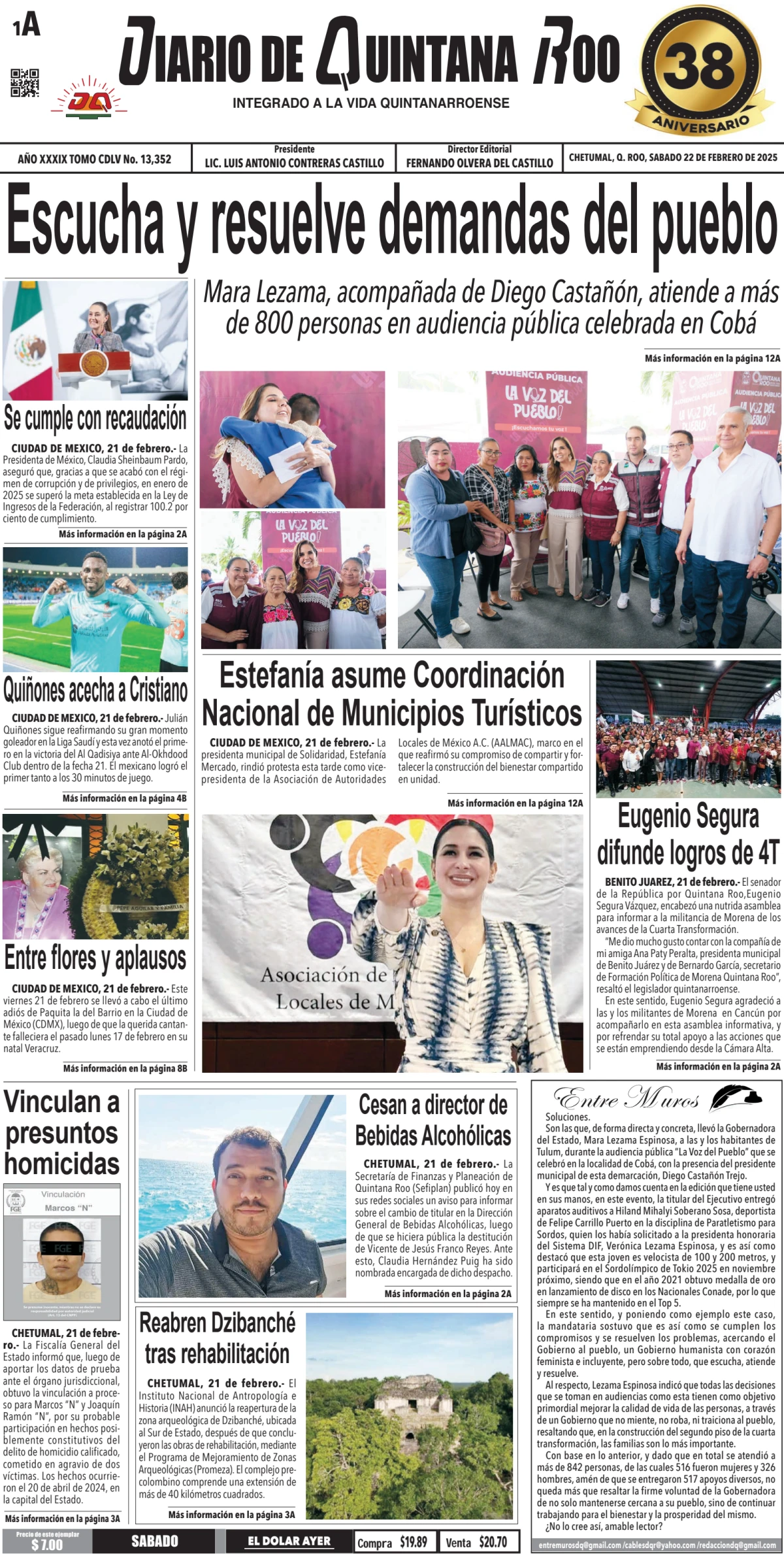 Portada de Diario de Quintana Roo (portada)