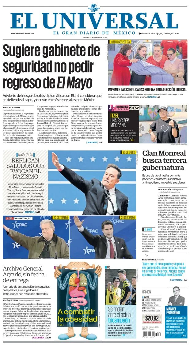 Portada de El Universal