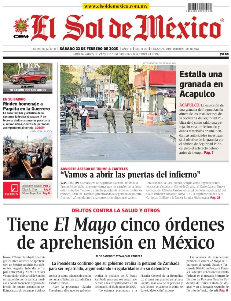 Portada de El Sol de México