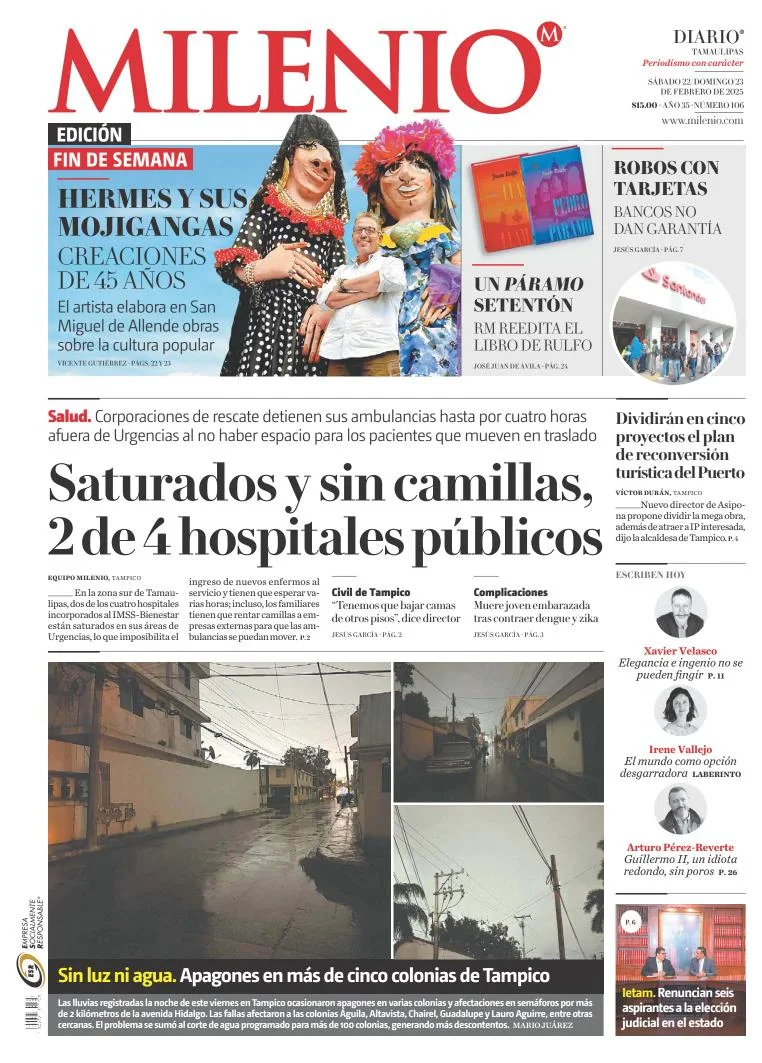 Portada de Milenio Tamaulipas del sábado, 22 de febrero de 2025