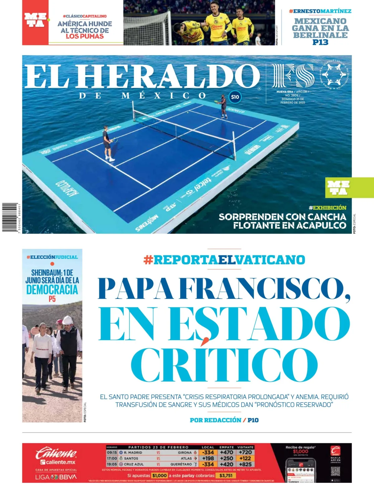 Portada de El Heraldo de Mexico del domingo, 23 de febrero de 2025