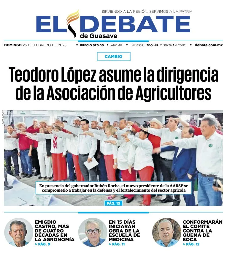 Portada de El Debate de Guasave del domingo, 23 de febrero de 2025