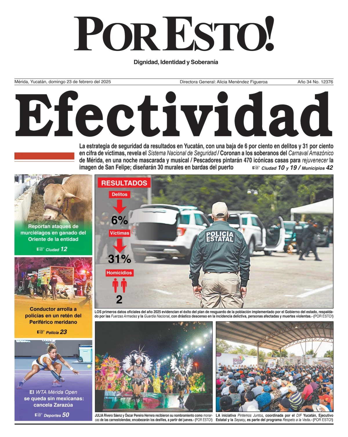 Portada de Por Esto (merida, Yucatan) del domingo, 23 de febrero de 2025