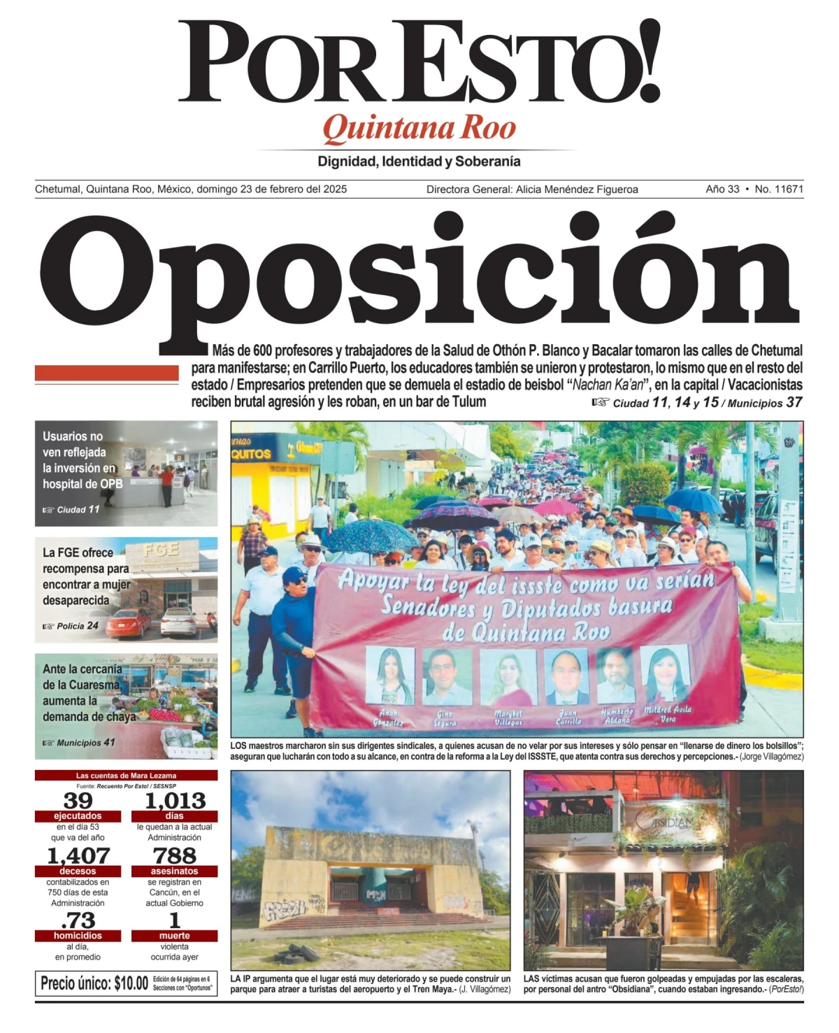 Portada de Por Esto (quintana Roo Chetumal) del domingo, 23 de febrero de 2025