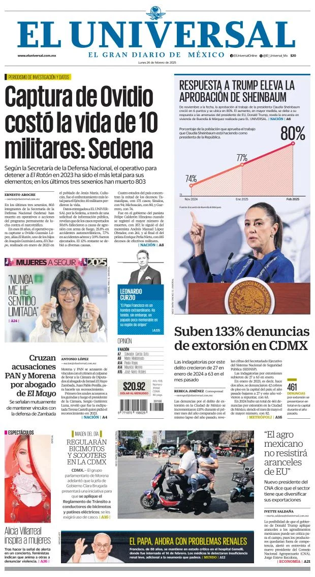 Portada de El Universal