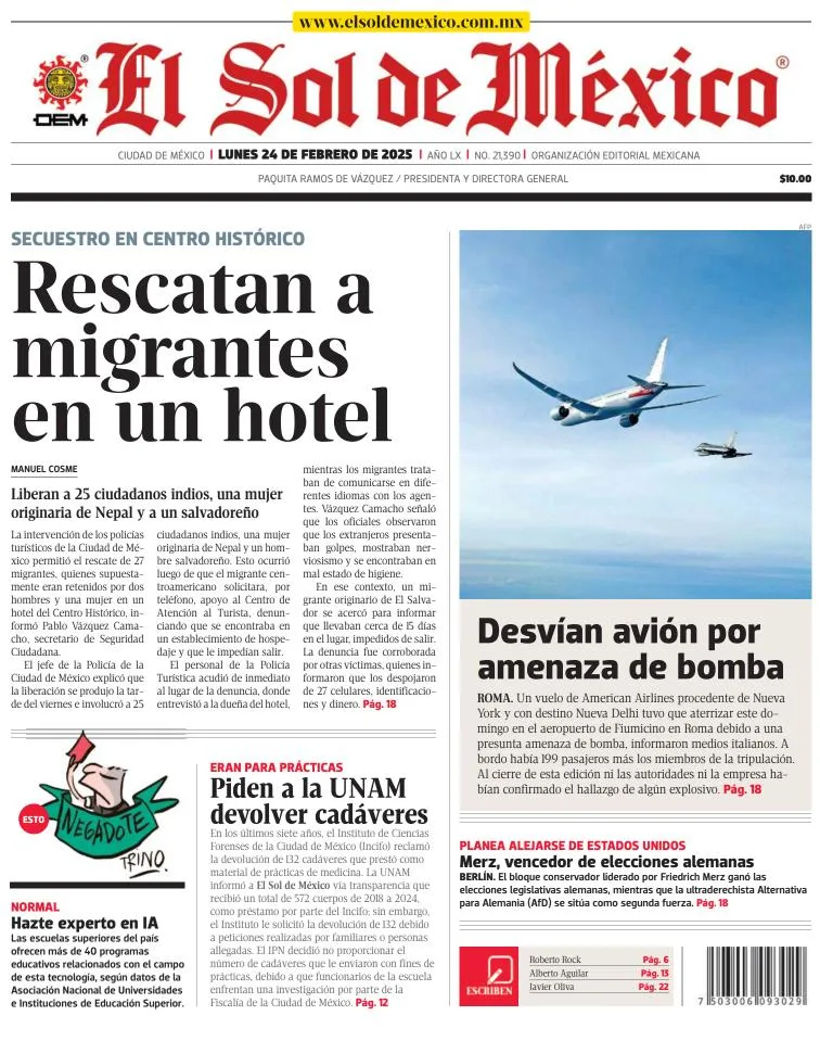 Portada de El Sol de México