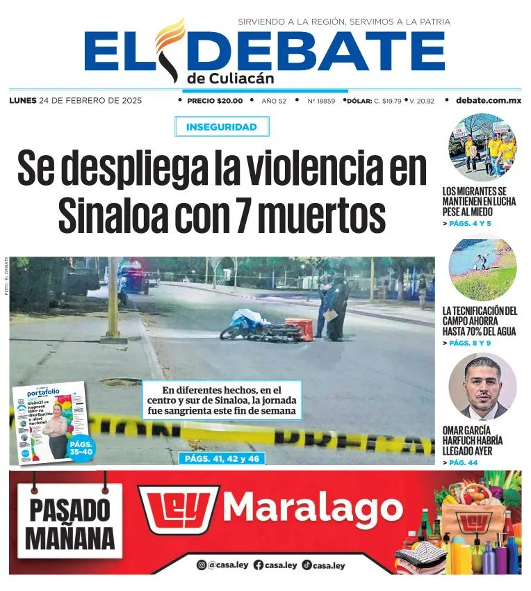 Portada de El Debate de Culiacán
