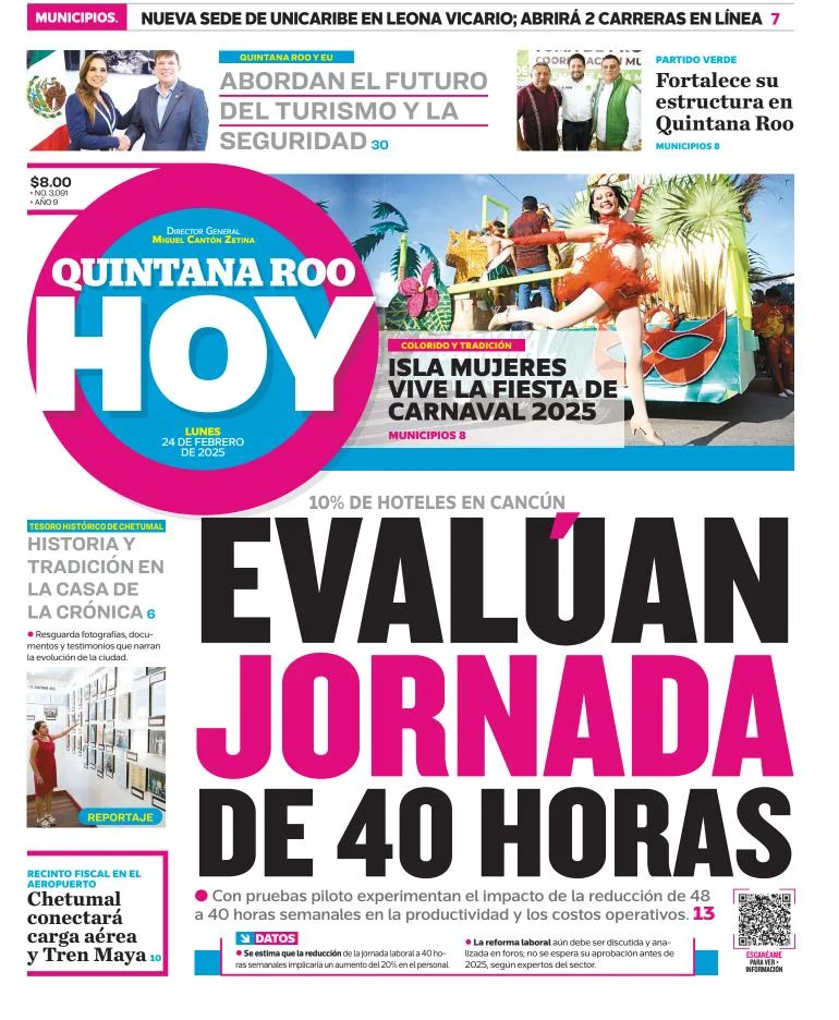 Portada de Quintana Roo Hoy del lunes, 24 de febrero de 2025