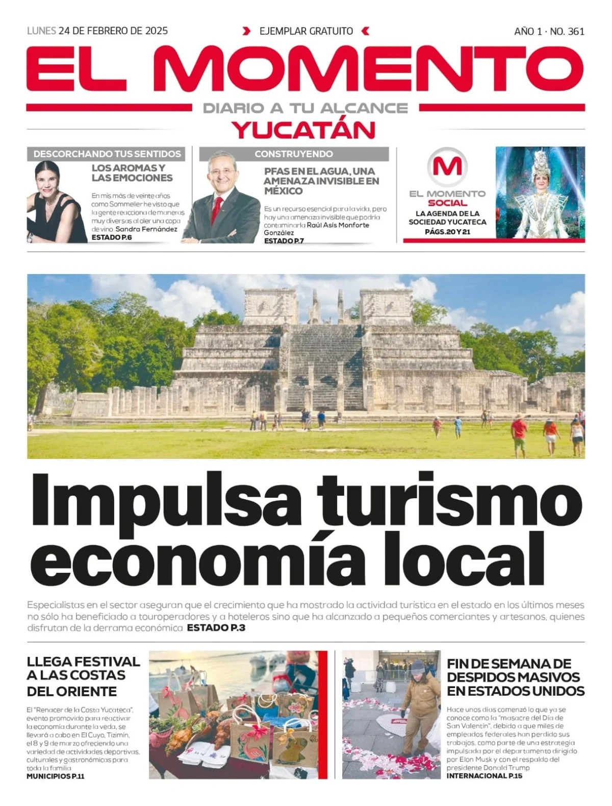 Portada de El Momento Yucatan del lunes, 24 de febrero de 2025