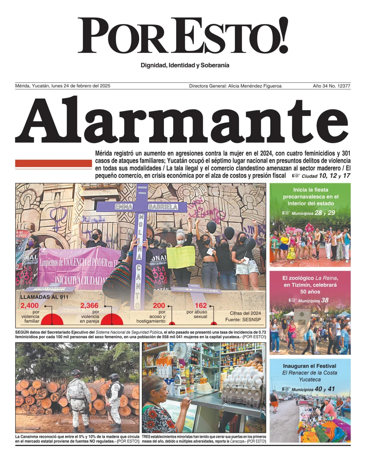 Portada de Por Esto (merida, Yucatan) del lunes, 24 de febrero de 2025