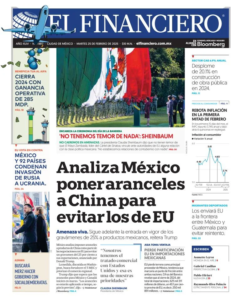 Portada de El Financiero del martes, 25 de febrero de 2025