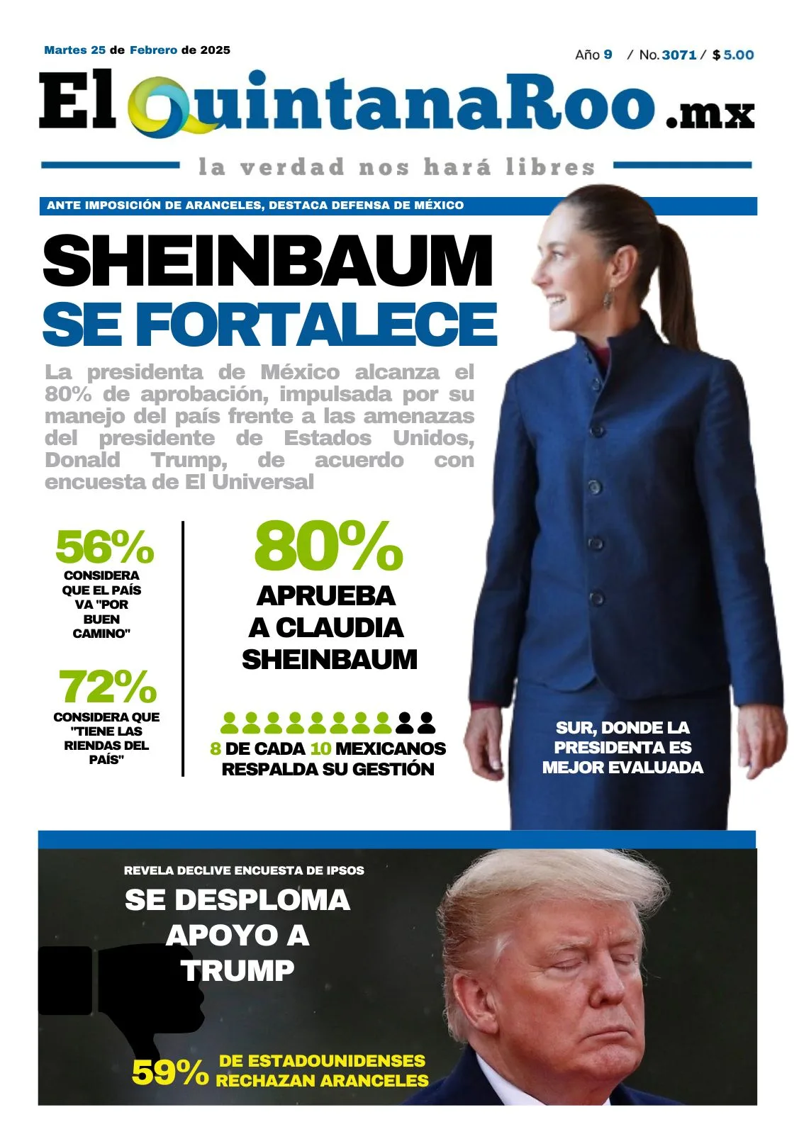 Portada de El Quintana Roo (portada) del martes, 25 de febrero de 2025