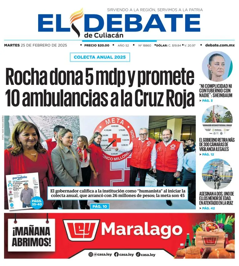 Portada de El Debate de Culiacán del martes, 25 de febrero de 2025