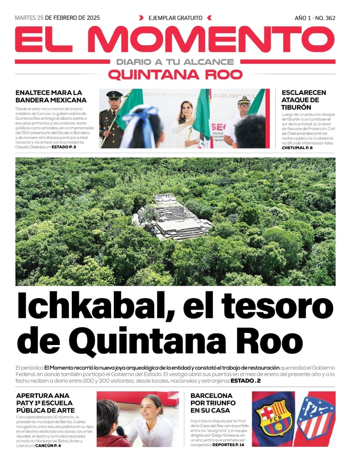 Portada de El Momento Yucatan del martes, 25 de febrero de 2025