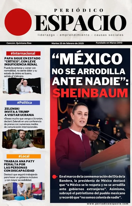 Portada de Periodico Espacio (portada) del martes, 25 de febrero de 2025
