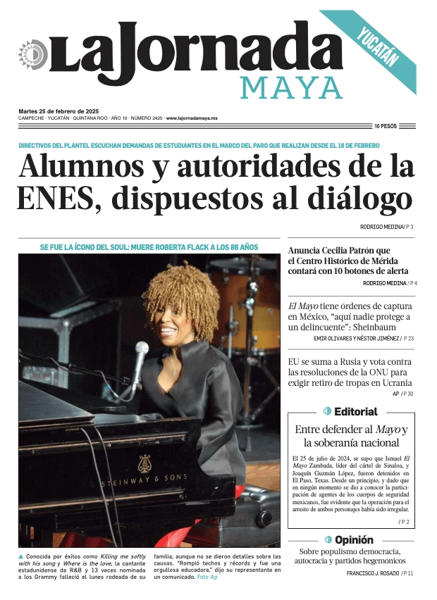 Portada de La Jornada Maya Yucatán del martes, 25 de febrero de 2025