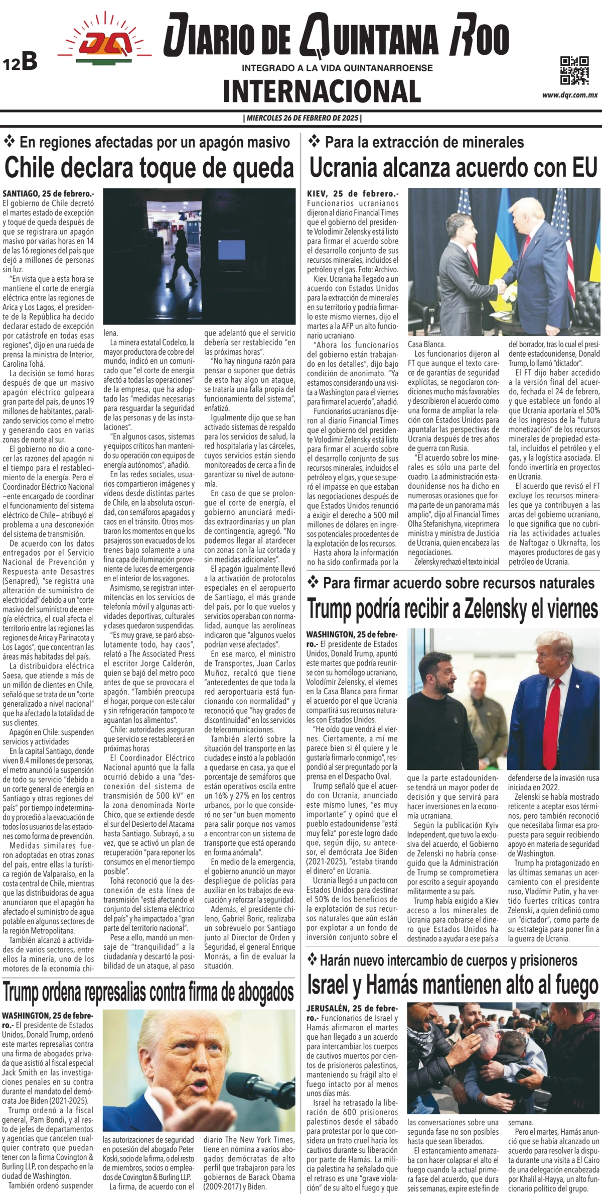 Portada de Diario de Quintana Roo (contra Portada)