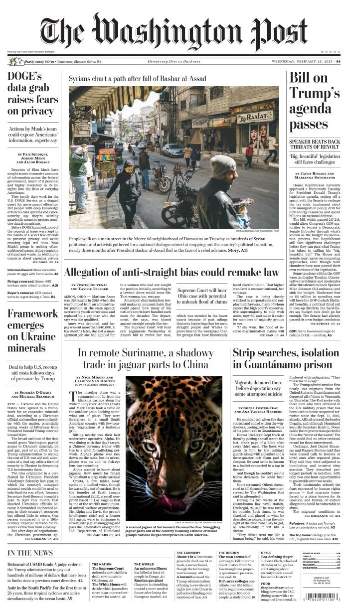 Portada de The Washington Post