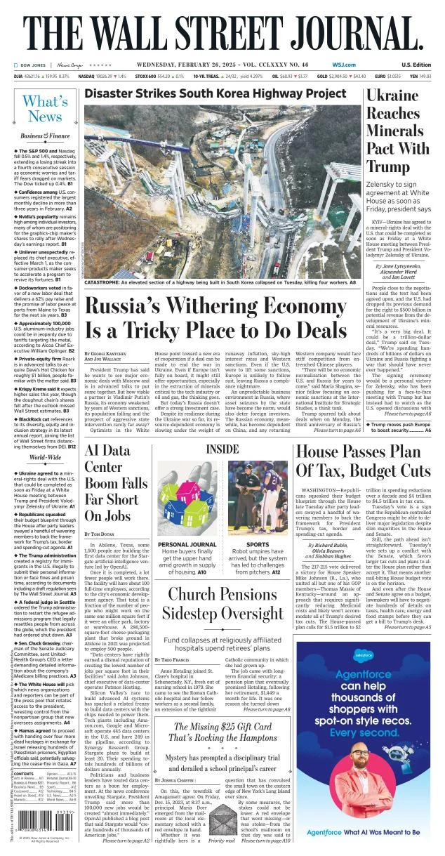 Portada de The Wall Street Journal