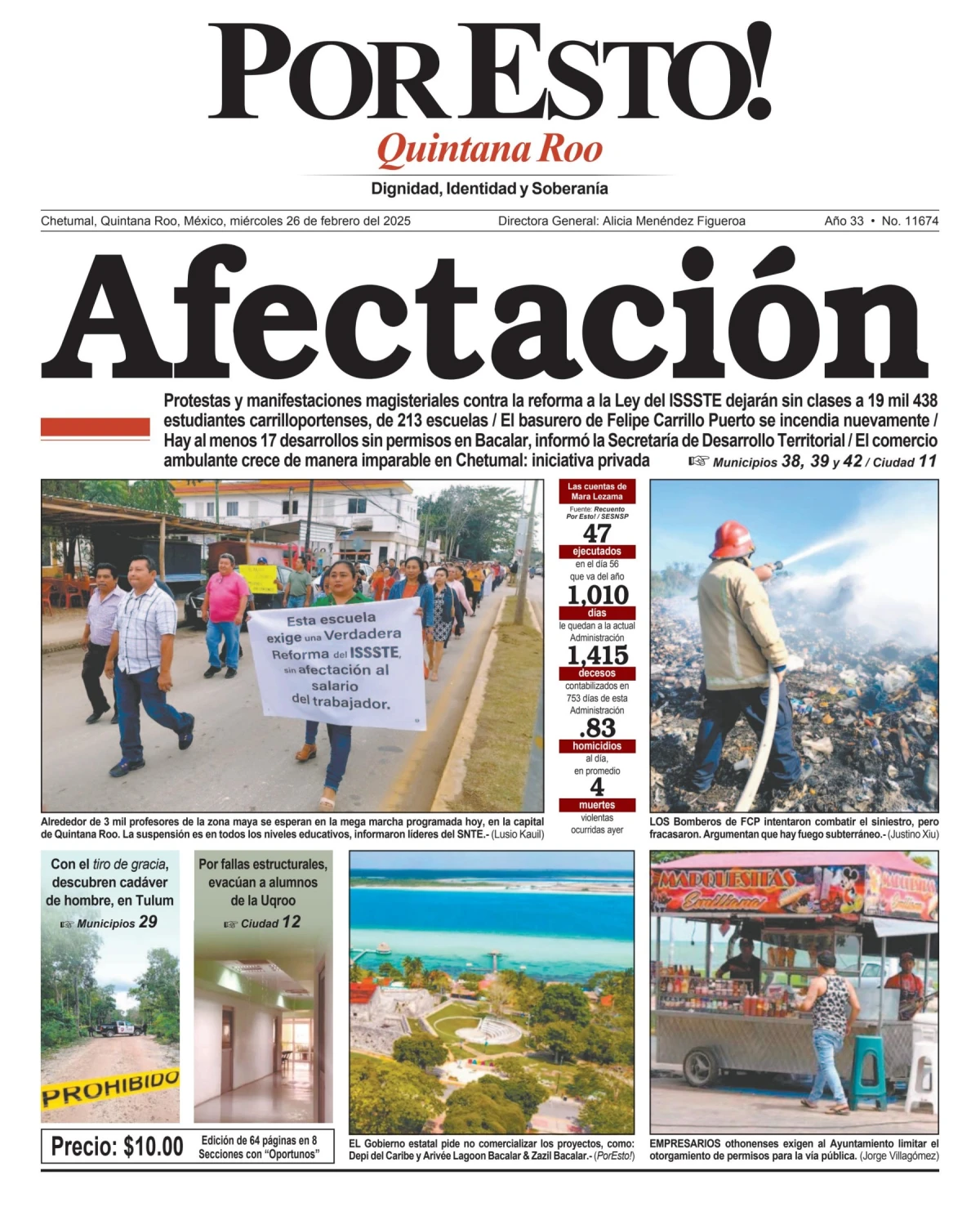 Portada de Por Esto (quintana Roo Chetumal) del miércoles, 26 de febrero de 2025